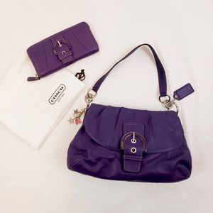 Coach Leather Soho Flap Satchel w/matching wallet